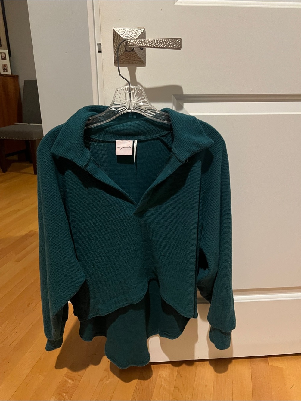 Urban Outfitters Deep Teal Collared V‑Neck Knit Sweater